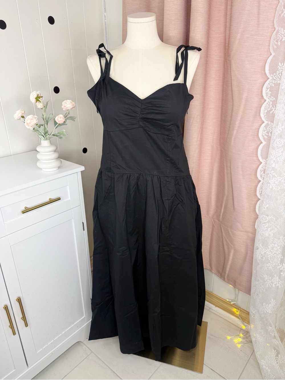 American Eagle Outfitters Black Strappy Midi Dress